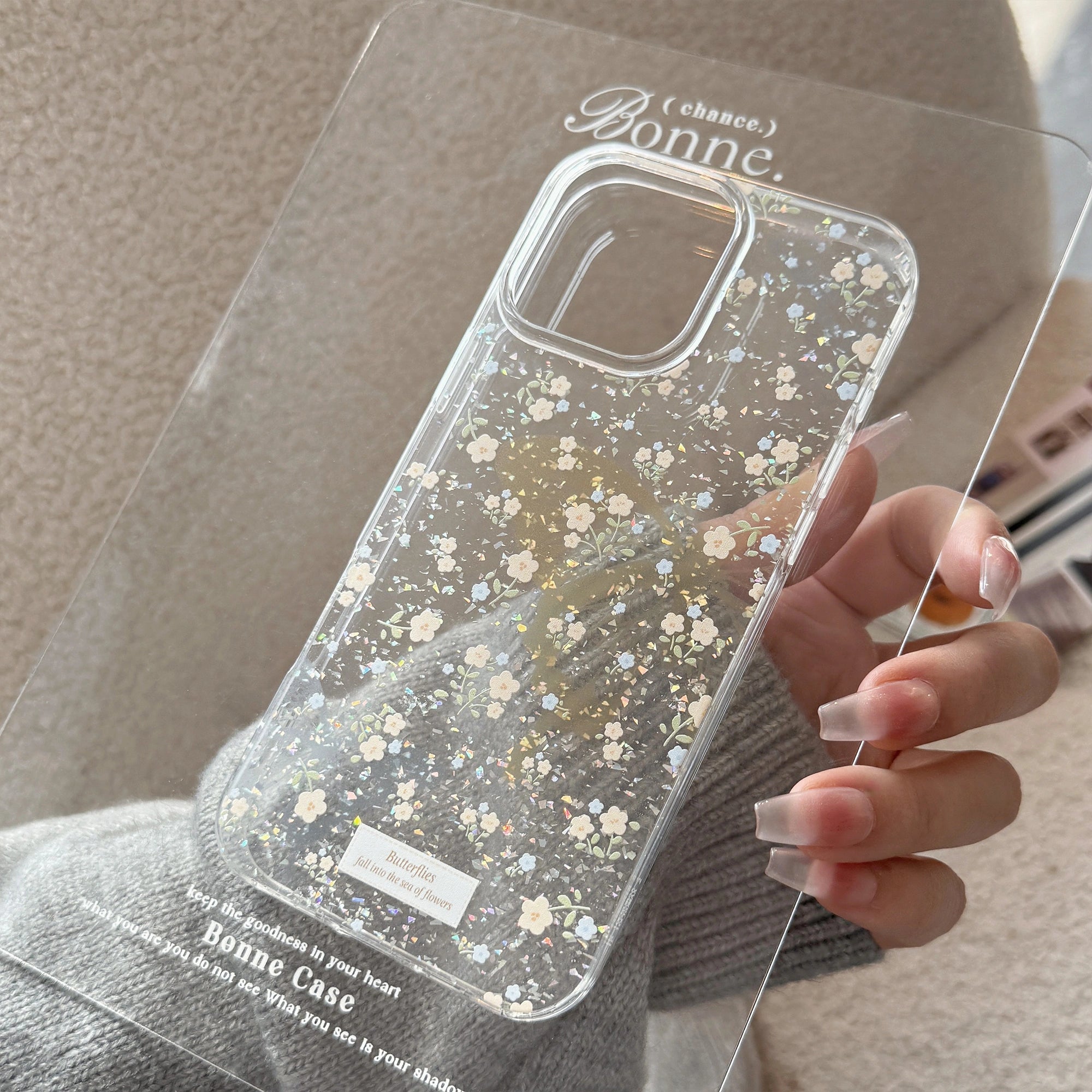 Yellow Butterflies & Blue Florals - iPhone Case